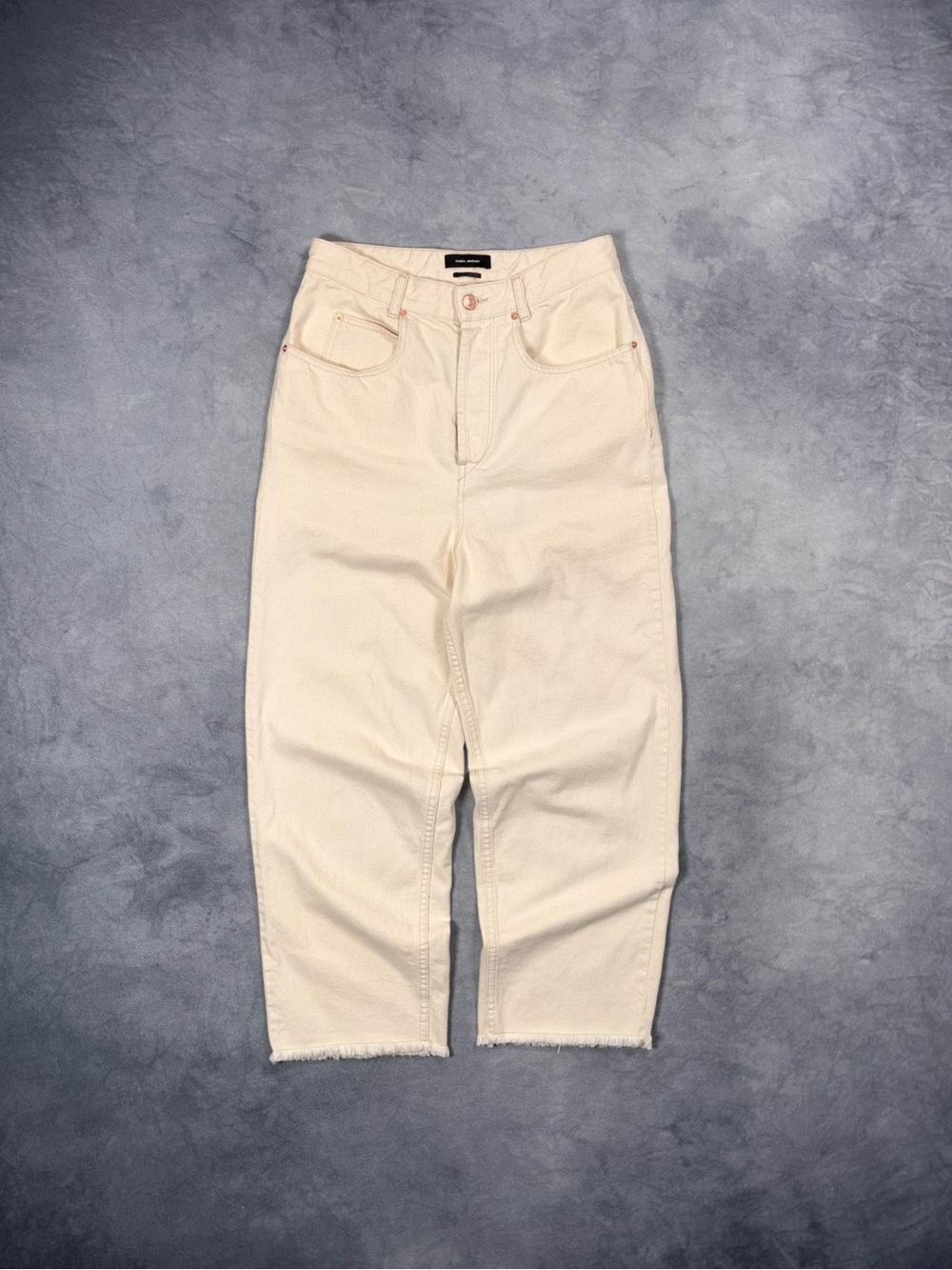Isabel Marant Ivory High Waist Denim Cropped Wide Leg Denim Jeans RRP700$
